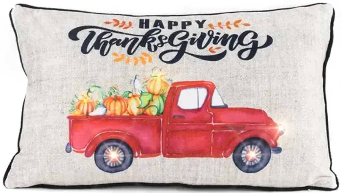 Red Truck With Pumpkins Pillow