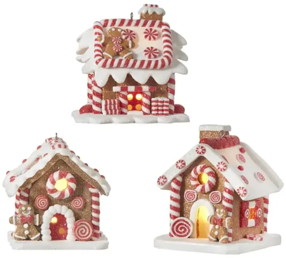 Assorted Gingerbread House Lighted Ornaments