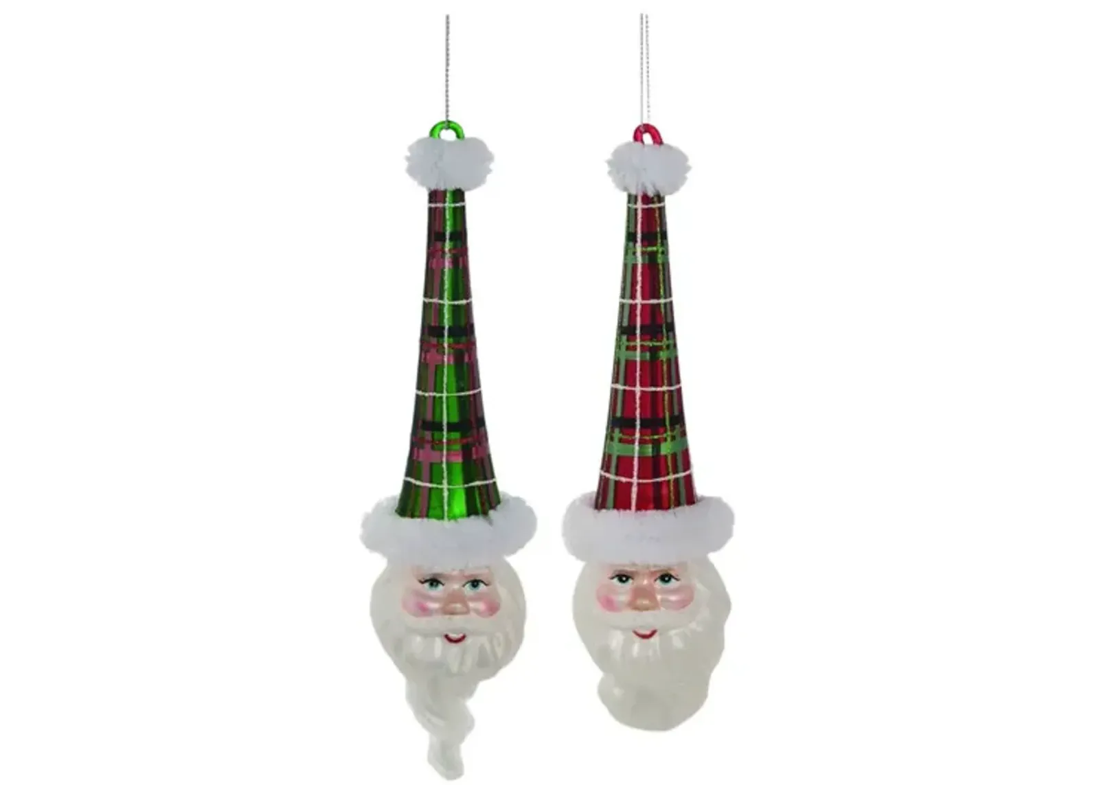 Assorted Plaid Santa Hat Ornaments