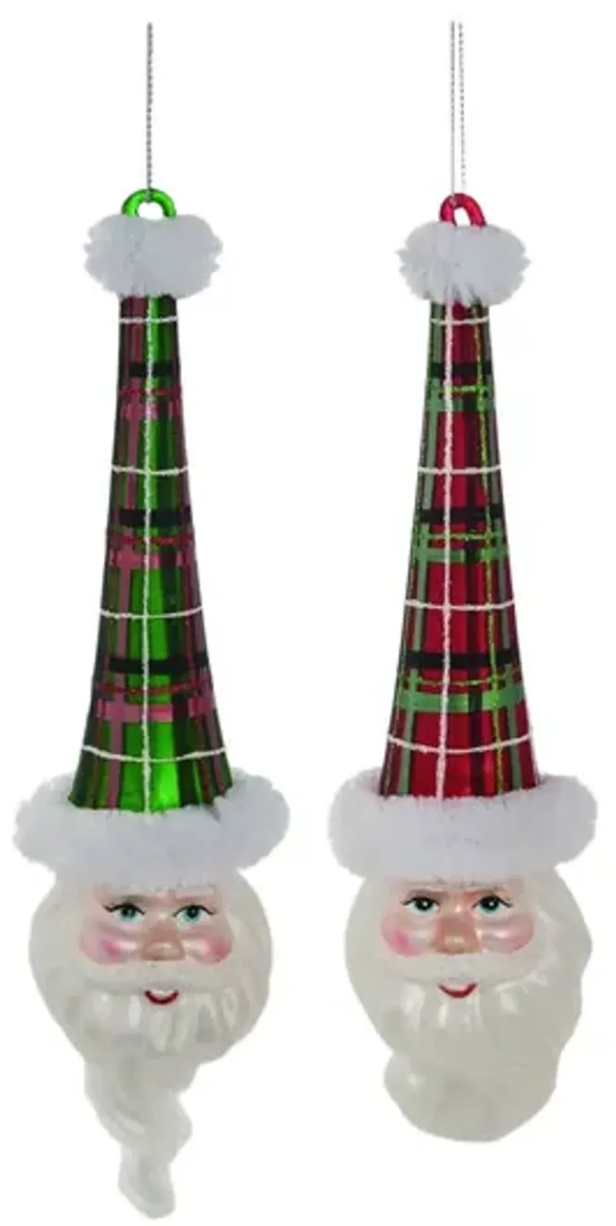 Assorted Plaid Santa Hat Ornaments