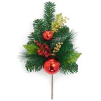 Pine Spray Berries   Red Ball Ornaments