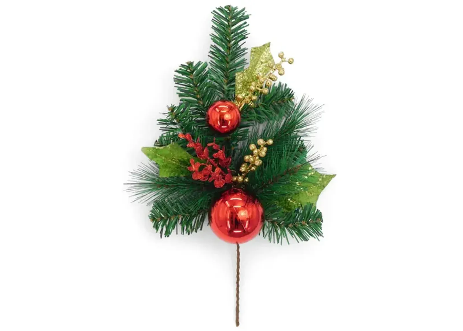 Pine Spray Berries   Red Ball Ornaments