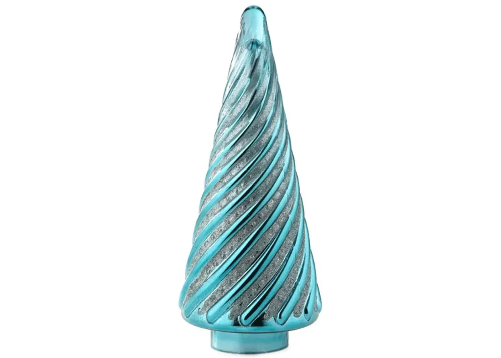 Teal with Silver Swirl Glass Tree - Large