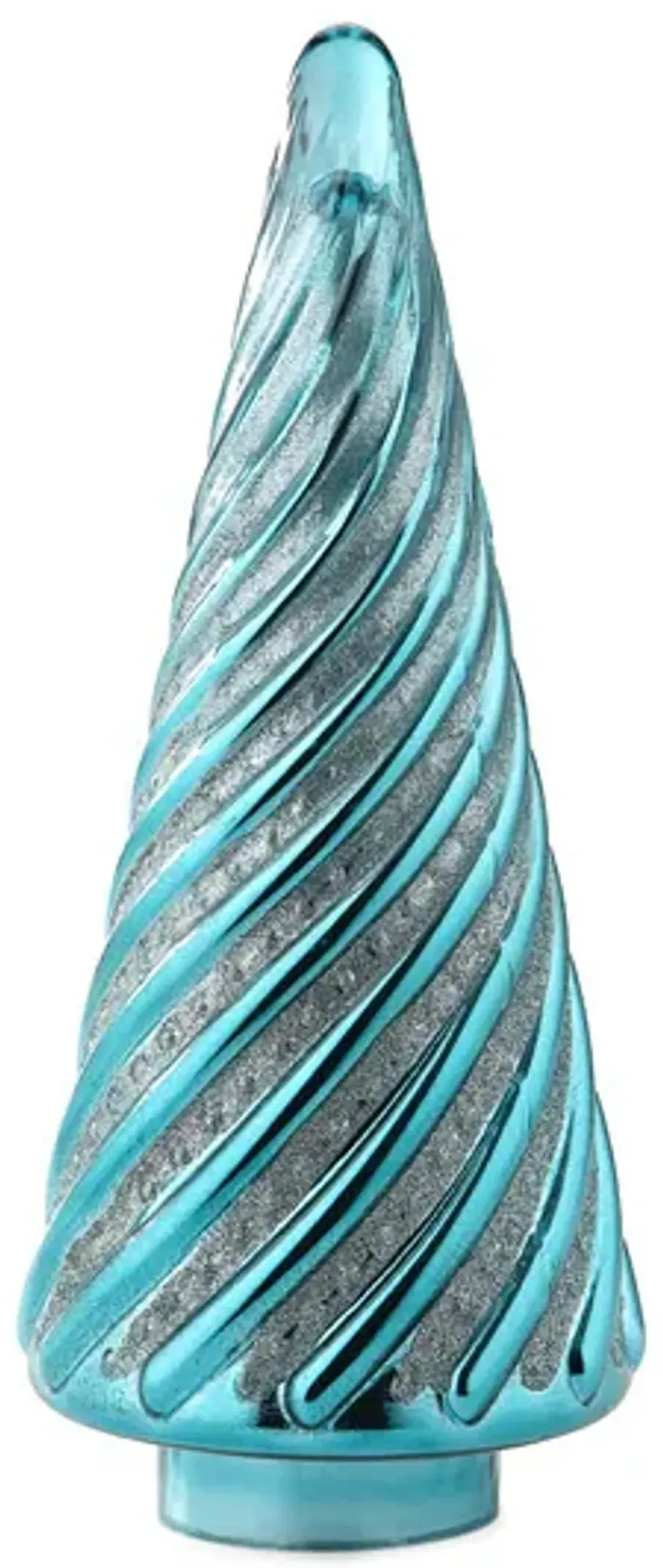 Teal with Silver Swirl Glass Tree - Large