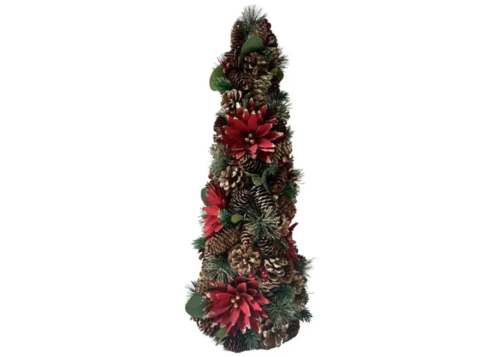 Poinsettia Cone Tree 24  - Red Natural 