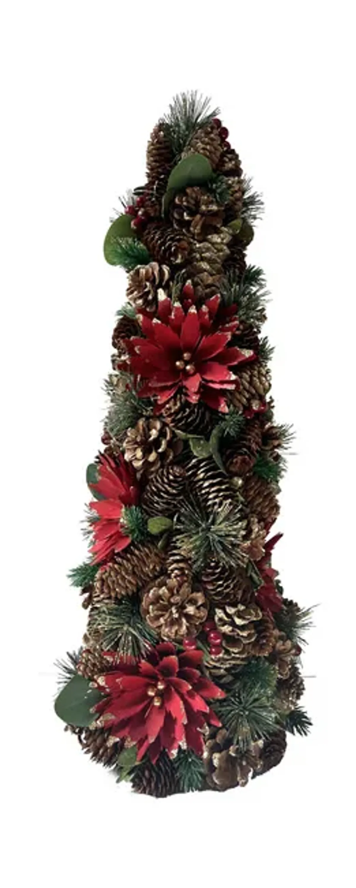 Poinsettia Cone Tree 24  - Red Natural 