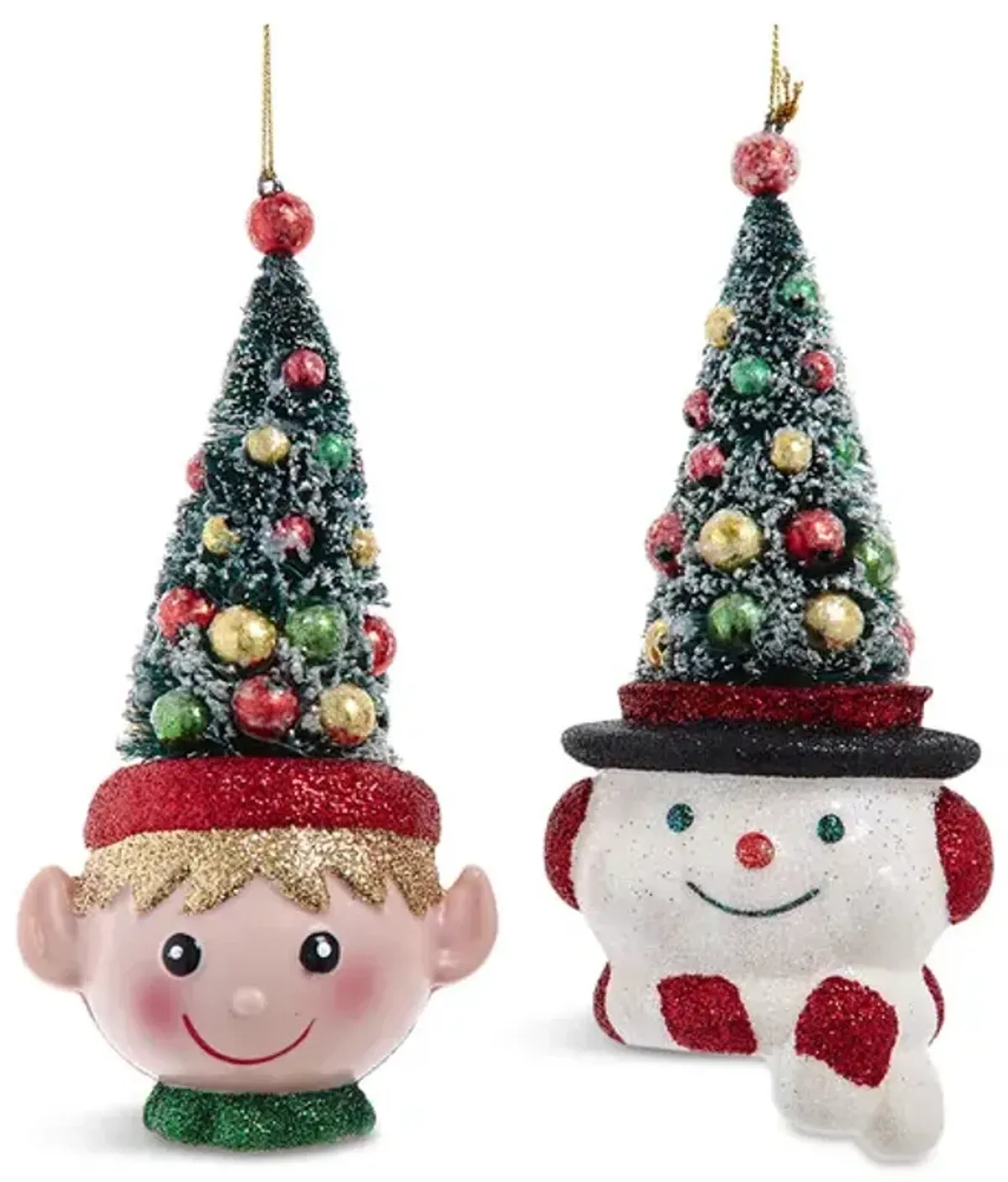Snowman Elf With Christmas Tree Hat Ornament