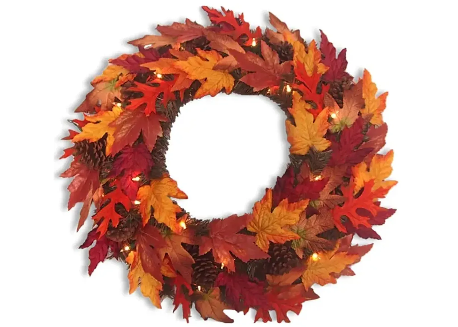 24  Maple Leaf Wreath With LED Lights