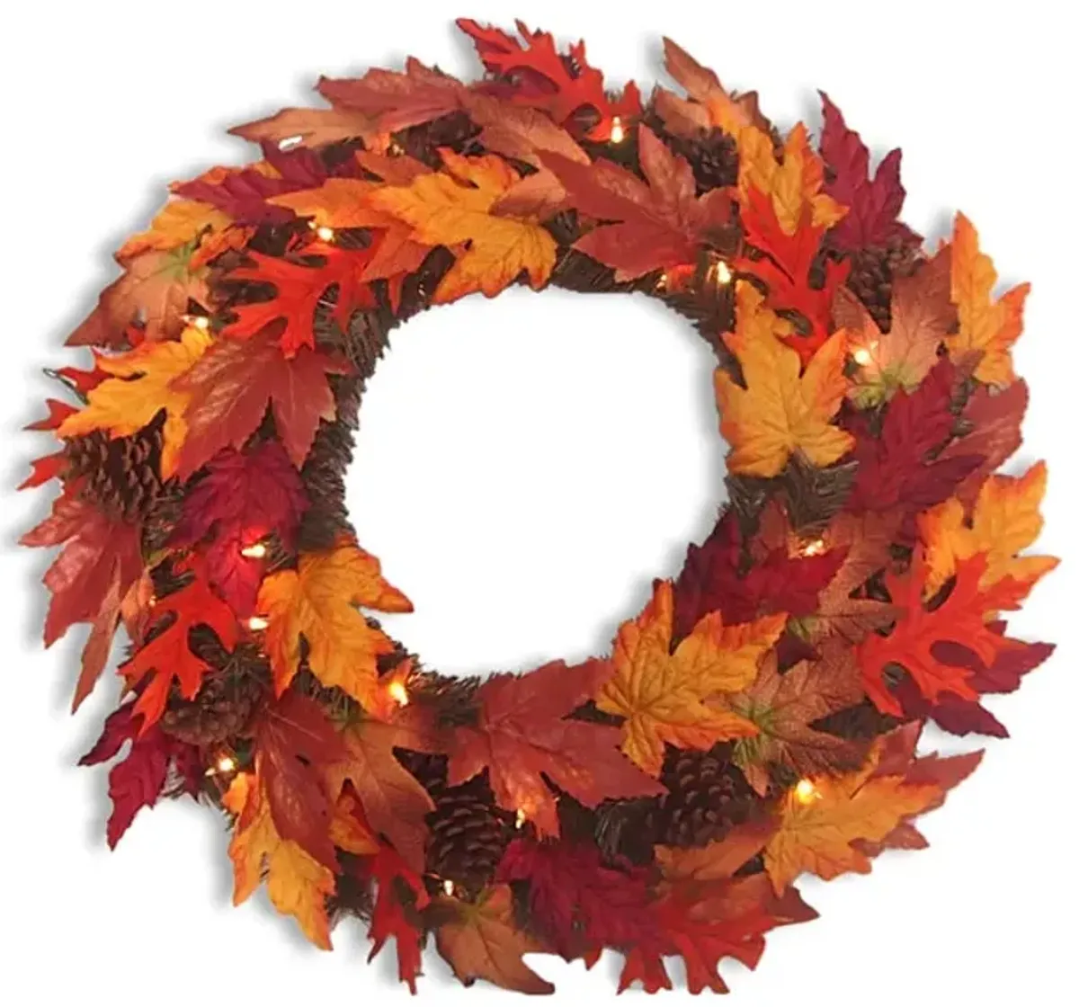 24  Maple Leaf Wreath With LED Lights