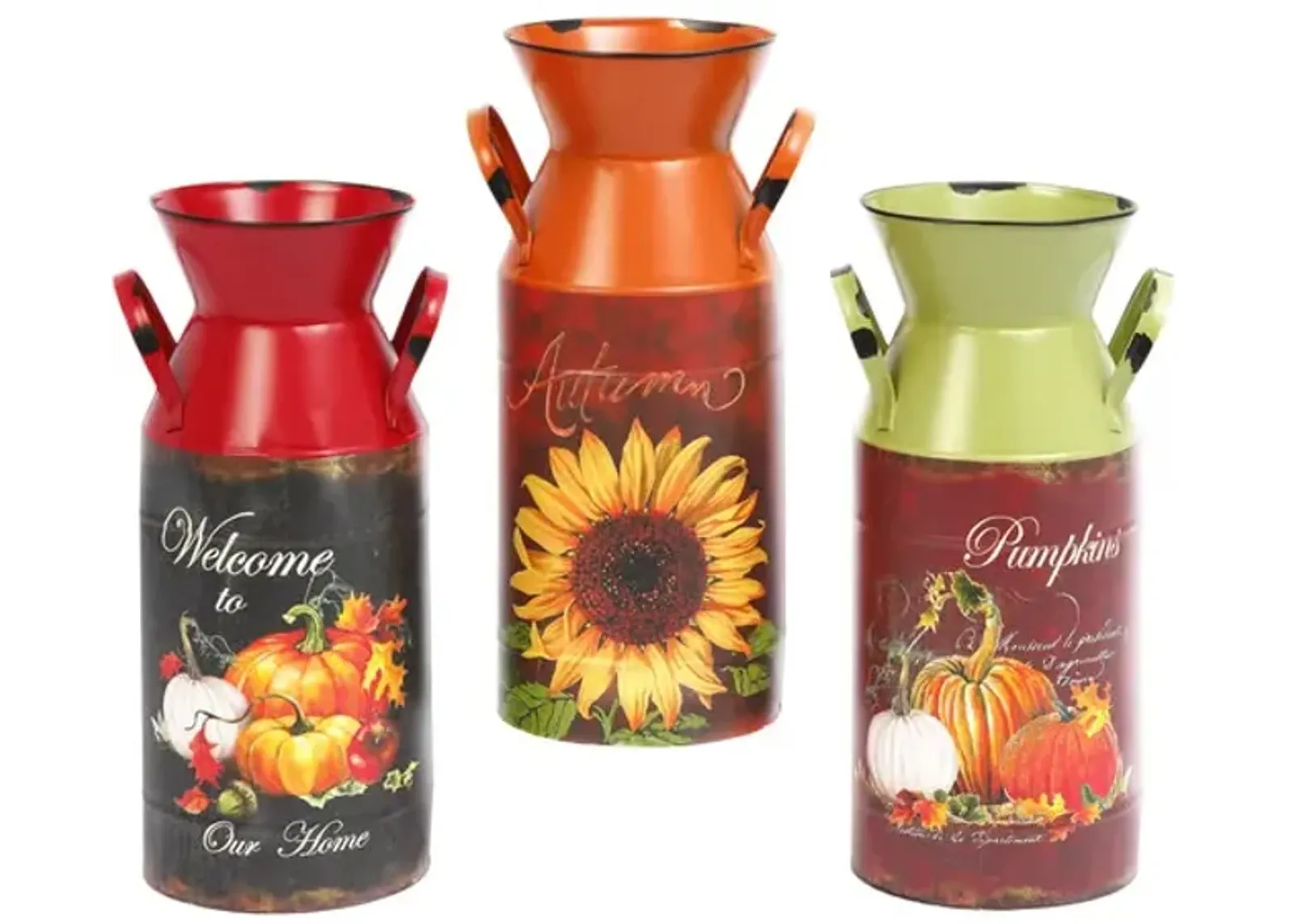 Assorted Fall Harvest Milk Cans