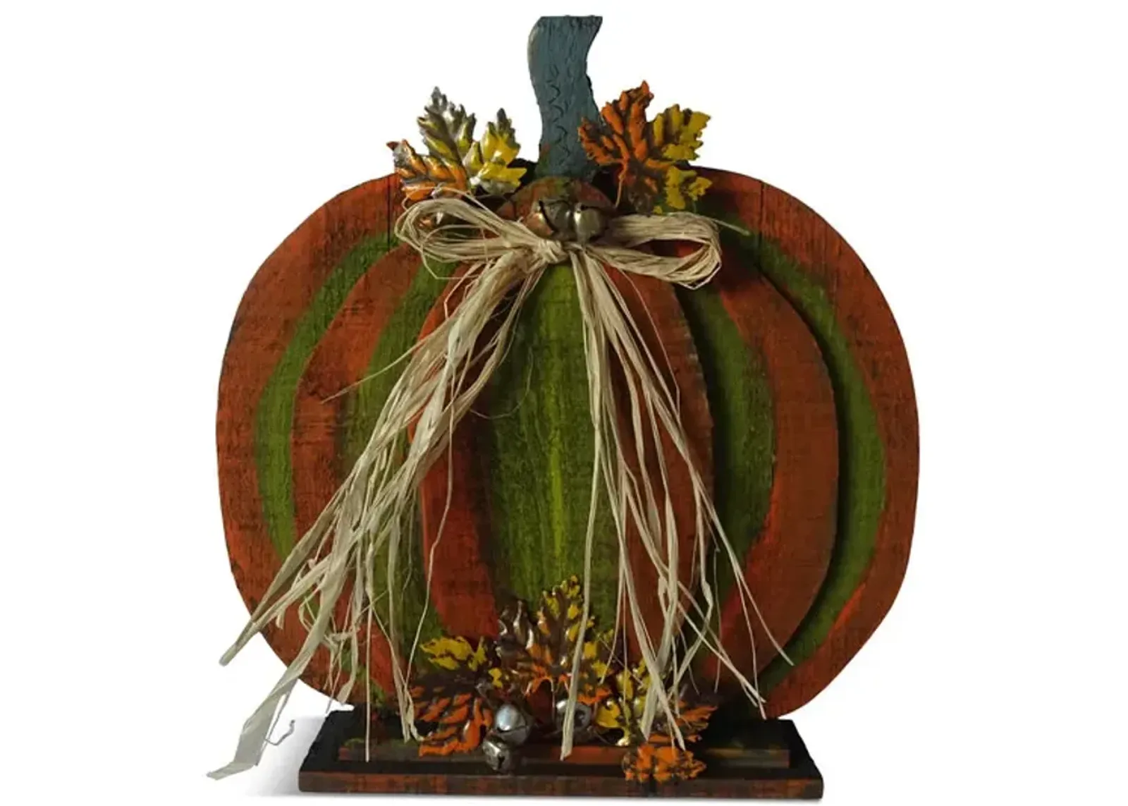 Round Wooden Pumpkin Decor - 14  