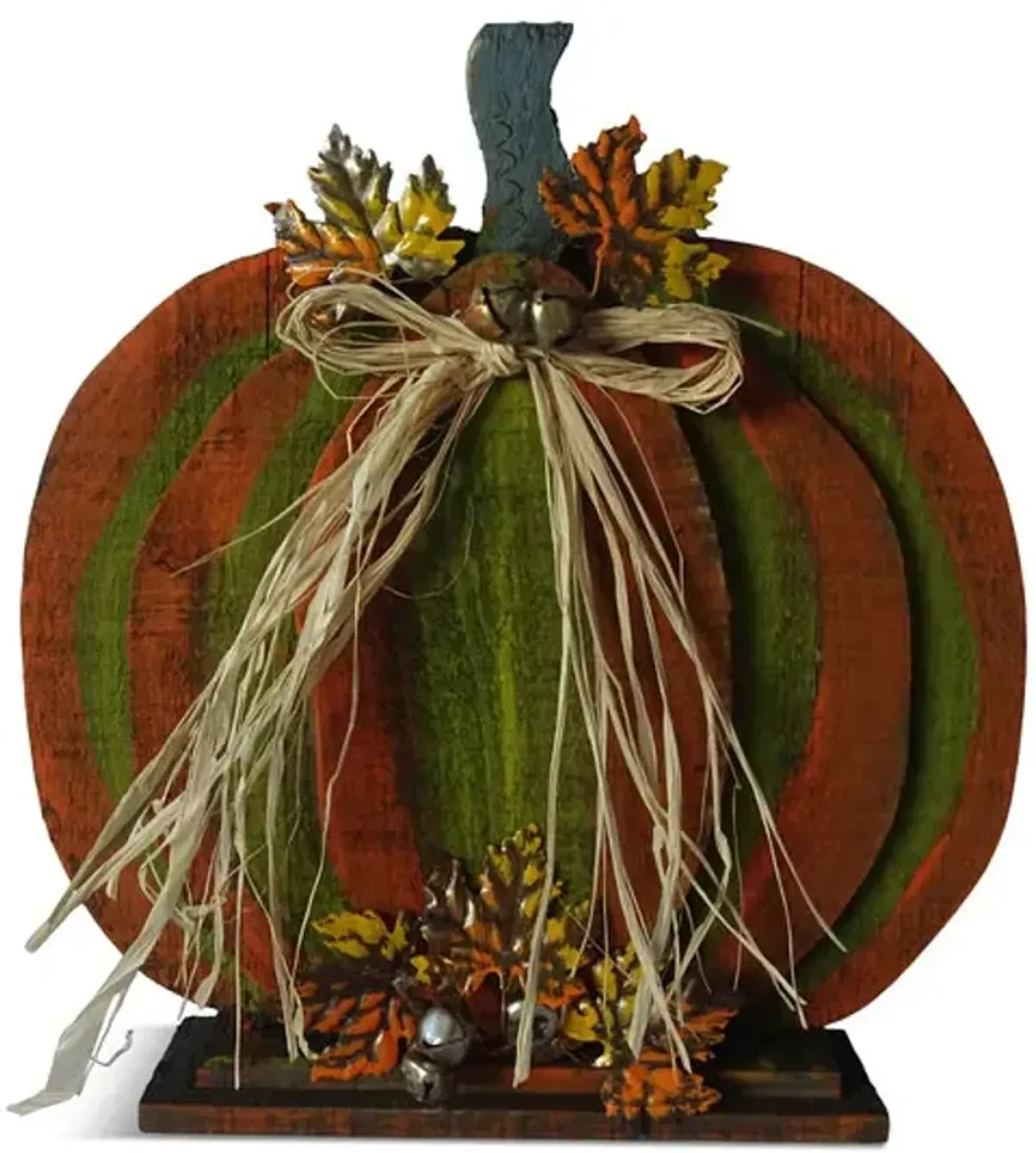 Round Wooden Pumpkin Decor - 14  