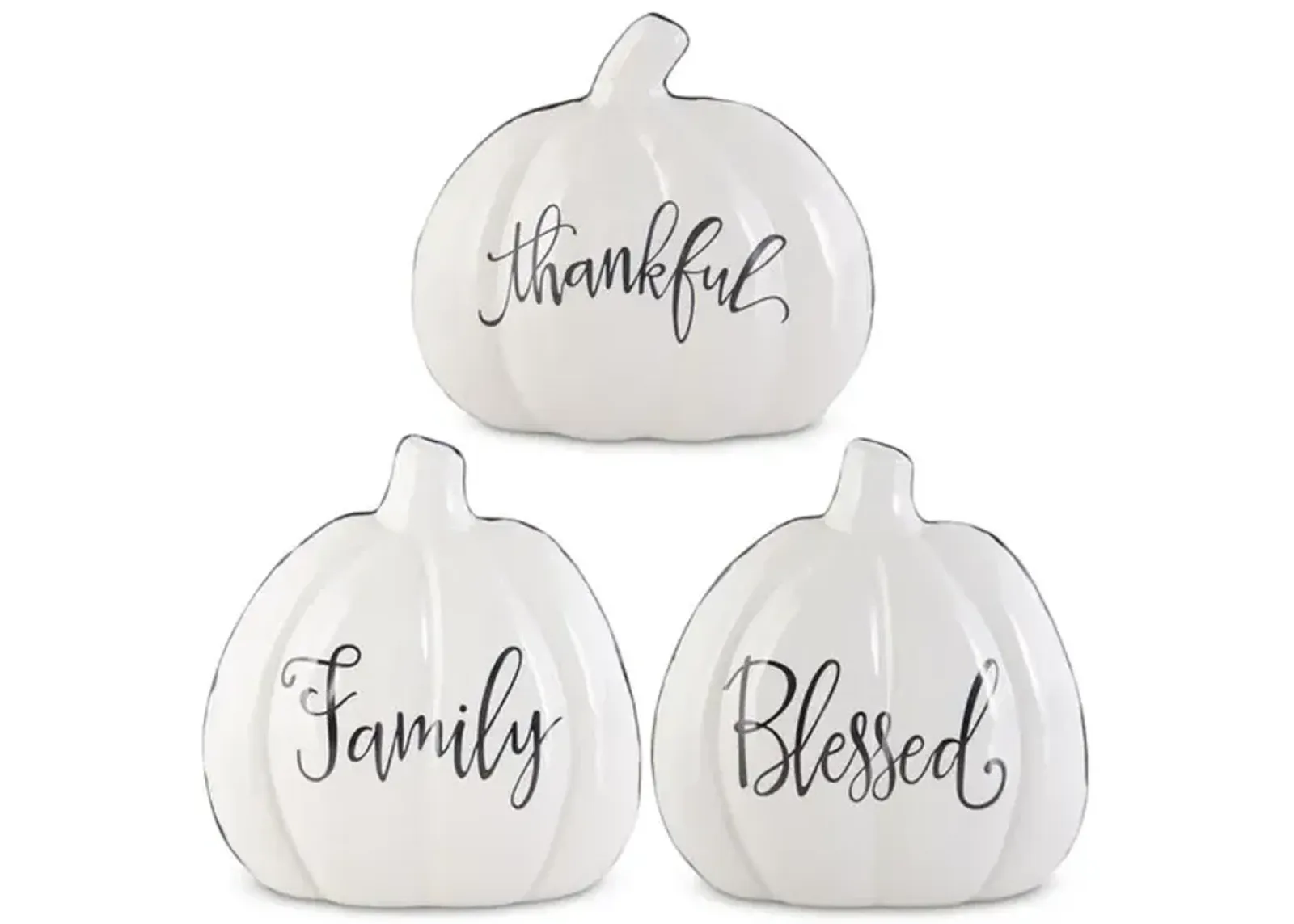 Assorted Ceramic Pumpkins With Script