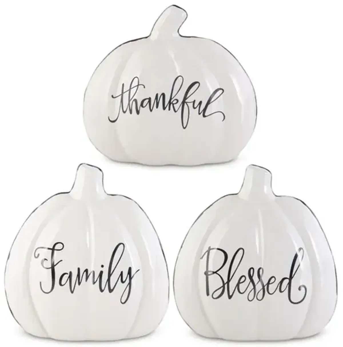 Assorted Ceramic Pumpkins With Script