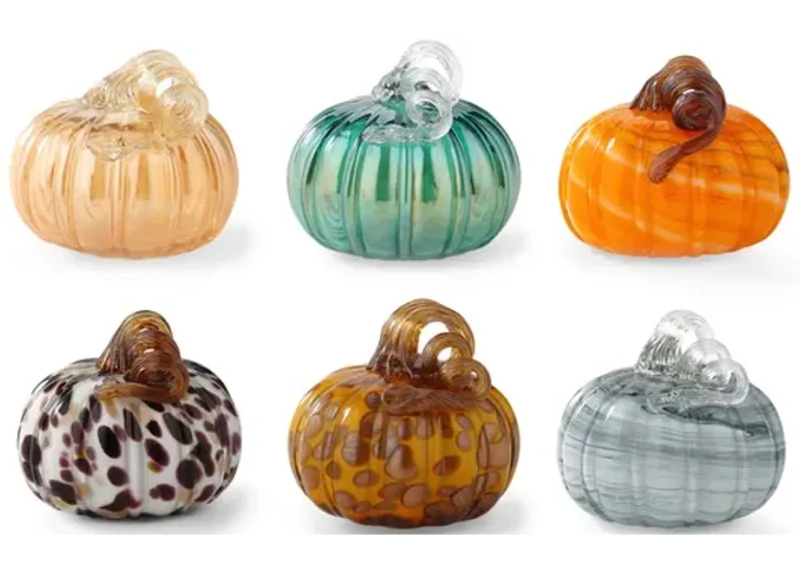 Assorted 5.5  Multi Color Glass Pumpkins