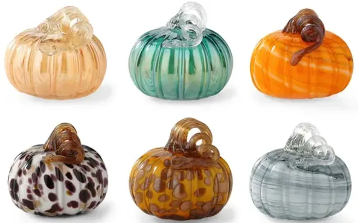 Assorted 5.5  Multi Color Glass Pumpkins