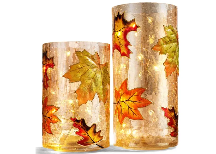 Fall Harvest Glass Cylinder 2pc Set