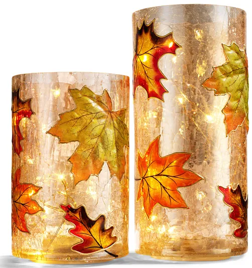 Fall Harvest Glass Cylinder 2pc Set