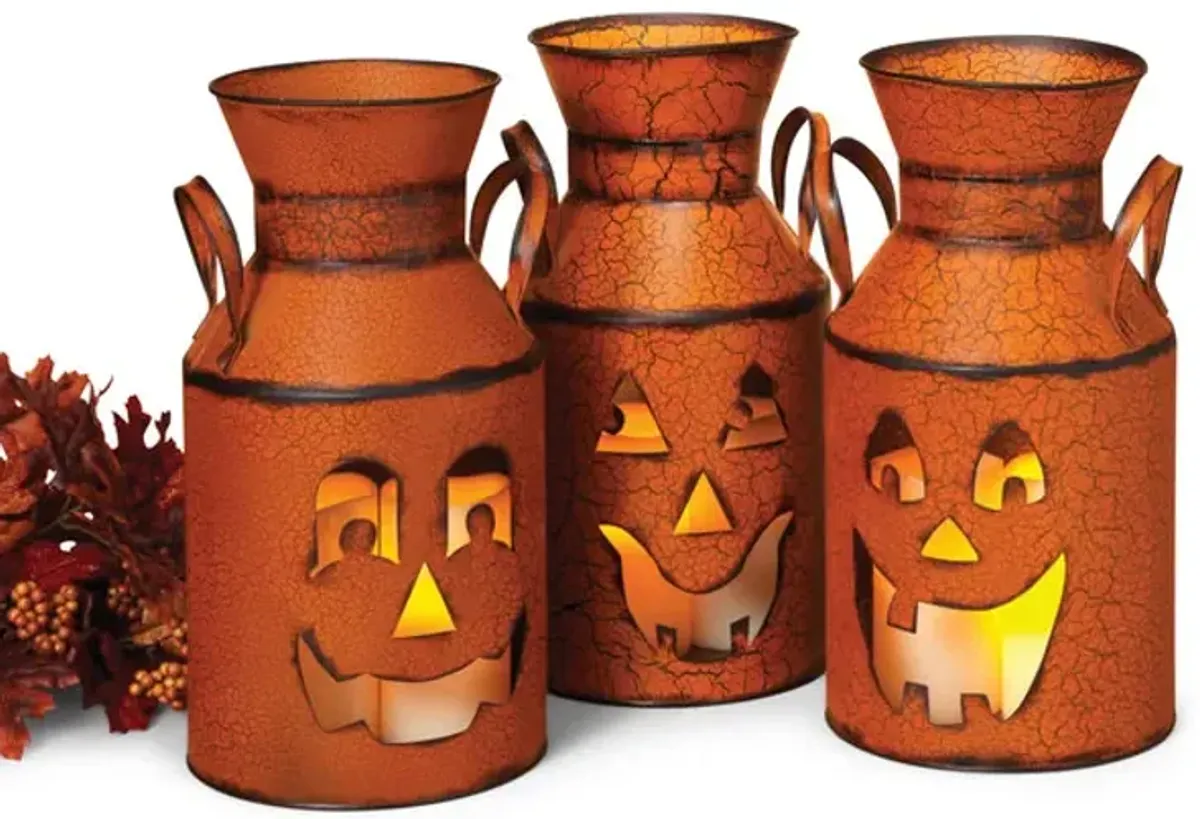 Assorted Orange Halloween Milk Can Luminaries
