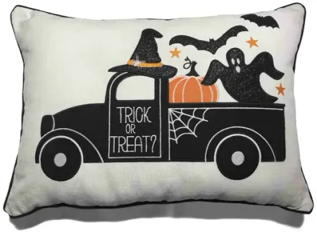 Black Truck With Bats Ghosts Pillow