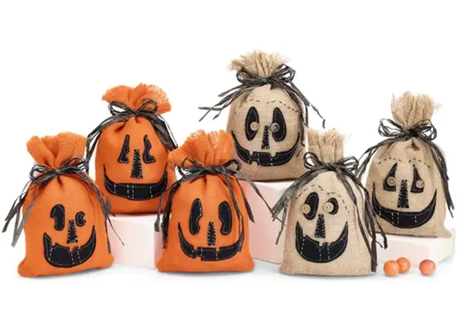 Assorted Burlap Jack-O-Lanterns