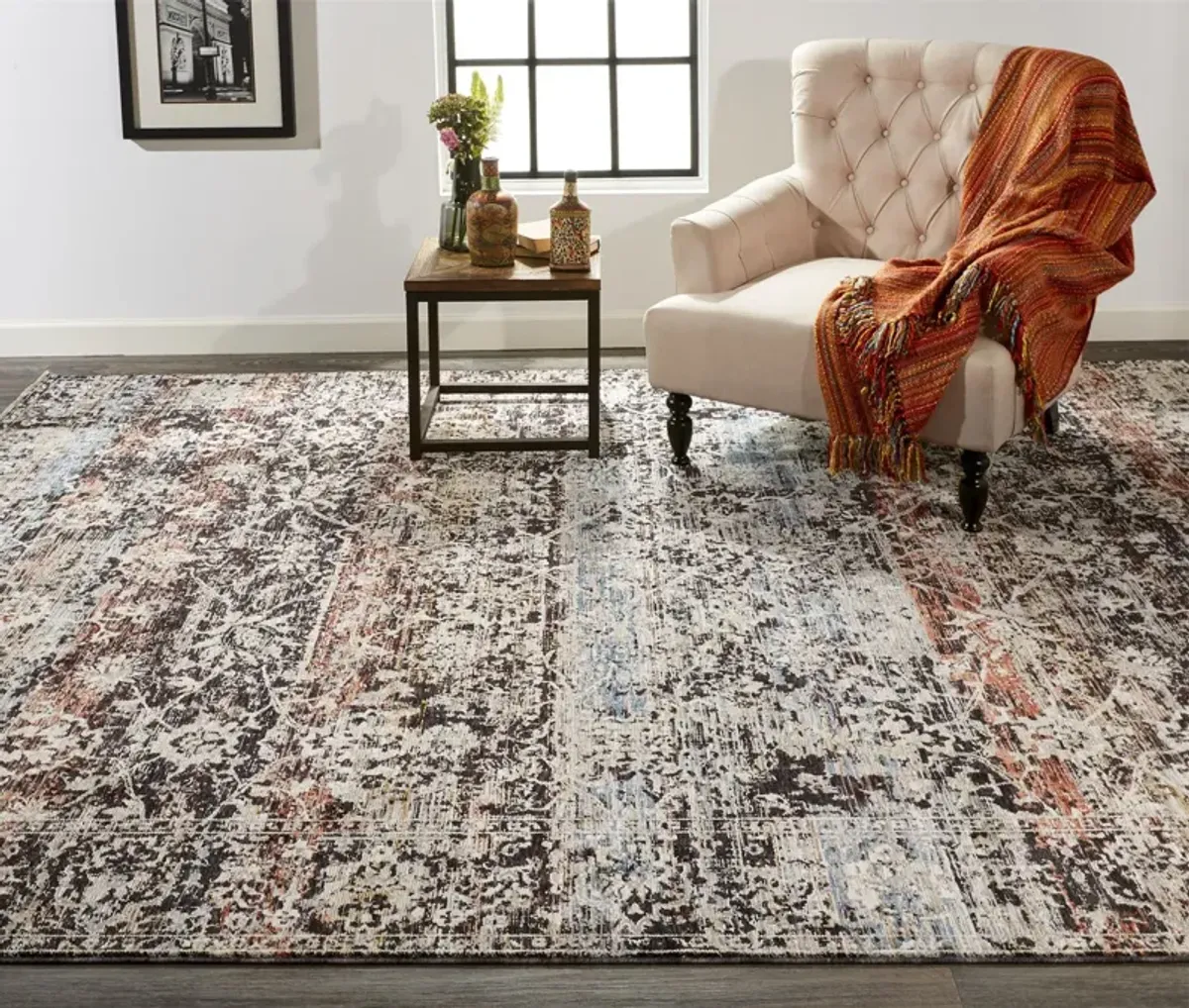 Caprio Blue Rust Area Rug - 2 0  x 3 4   