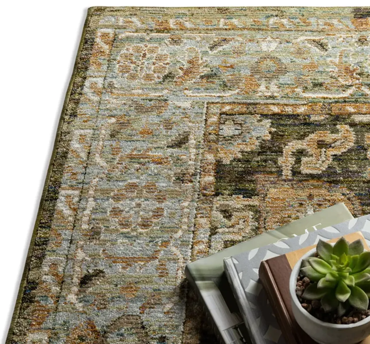 Andorra Green Gold Area Rug - 1 10  X 3 2 