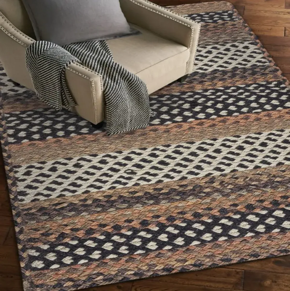 Wanderer Braid Cognac 3 0  x 5 0  Area Rug