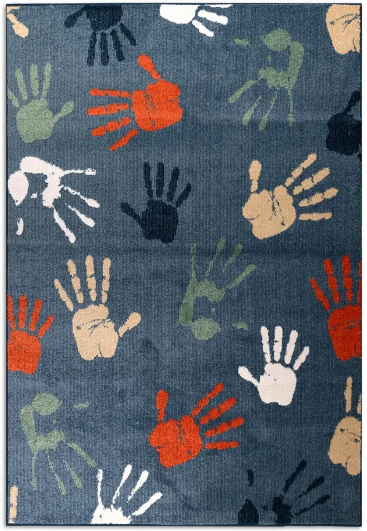 Handprints Blue - 2 7  x 3 11  Area Rug