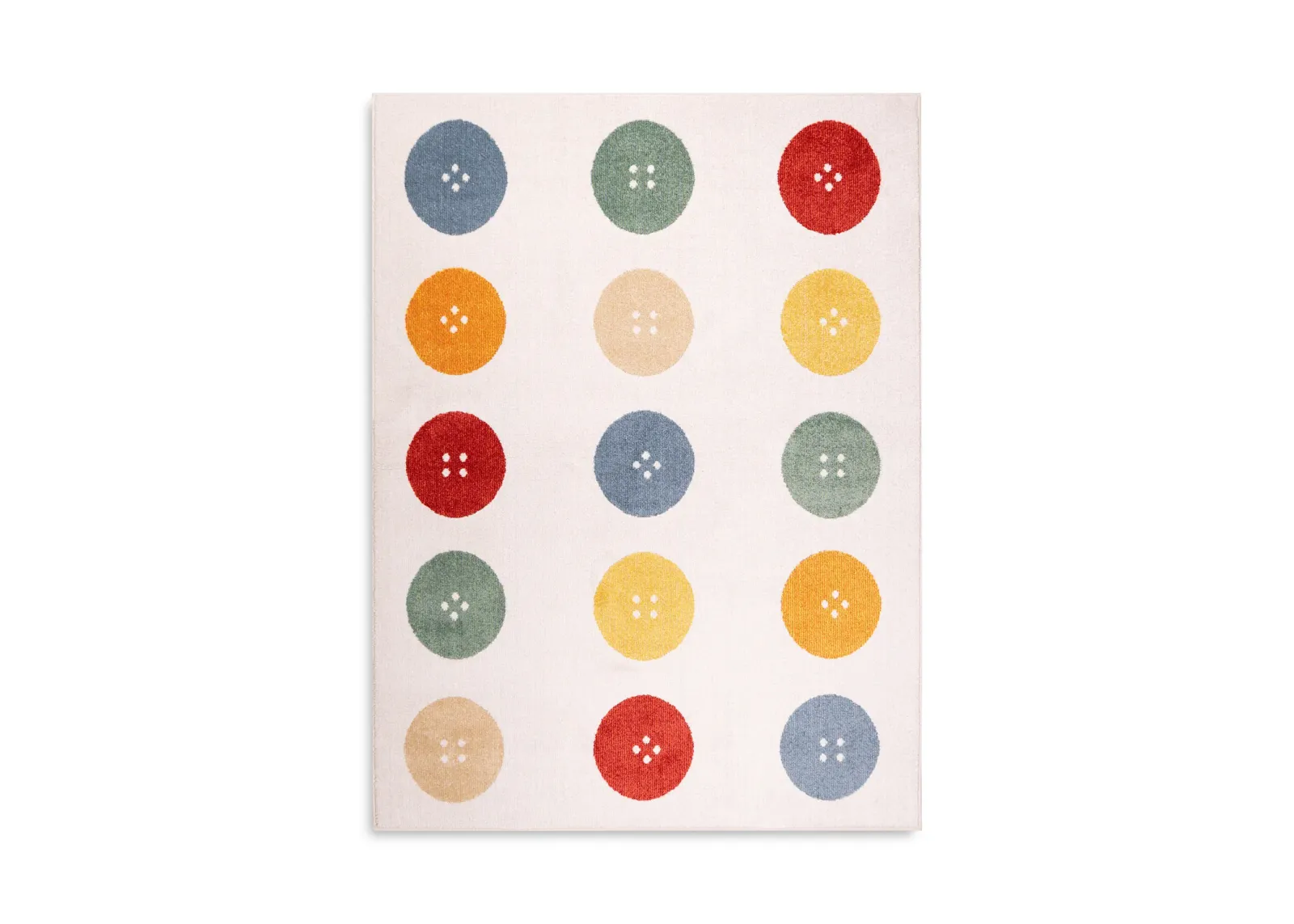 Buttons White Area Rug - 2 7  X 3 11 