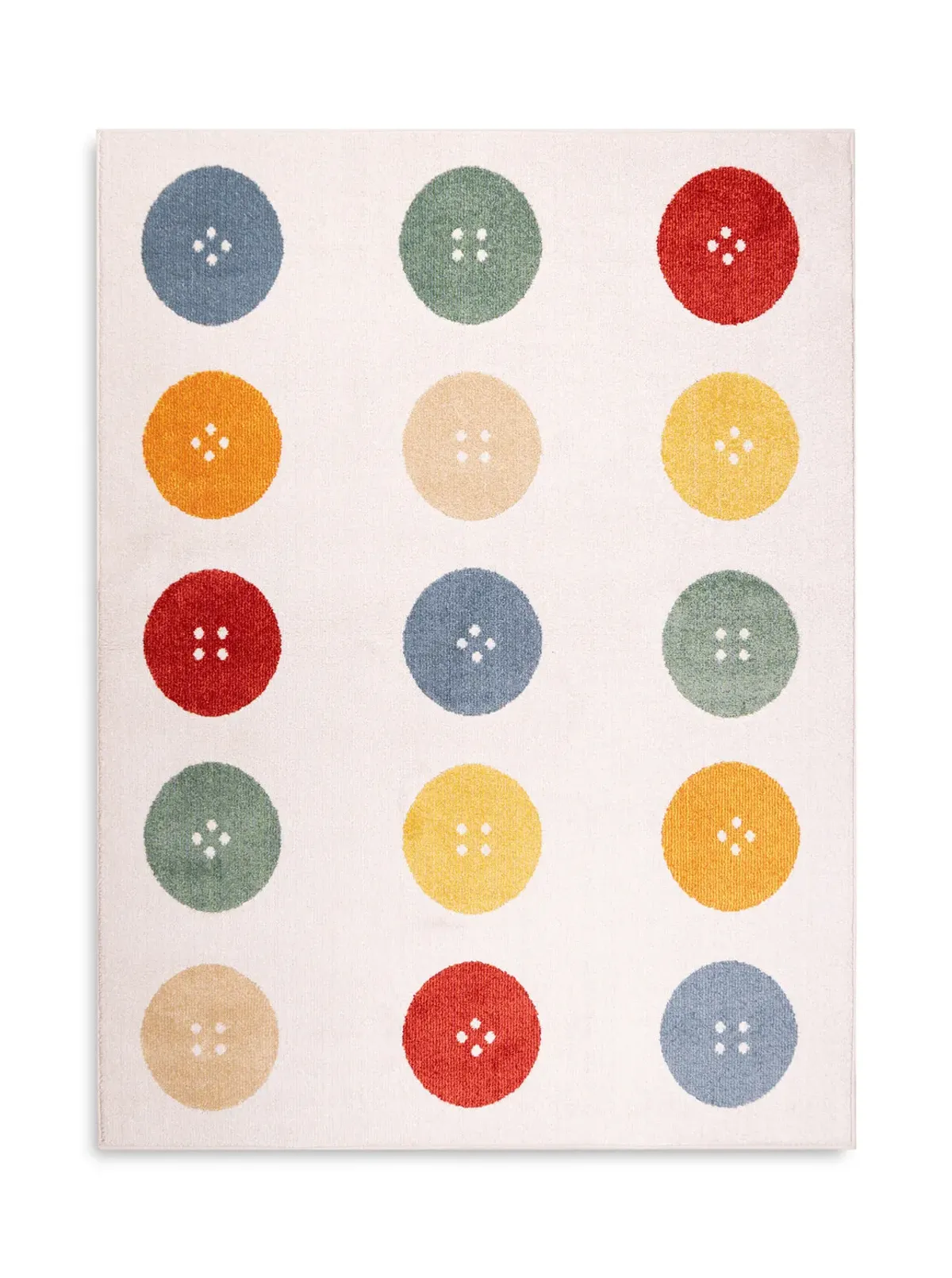 Buttons White Area Rug - 2 7  X 3 11 