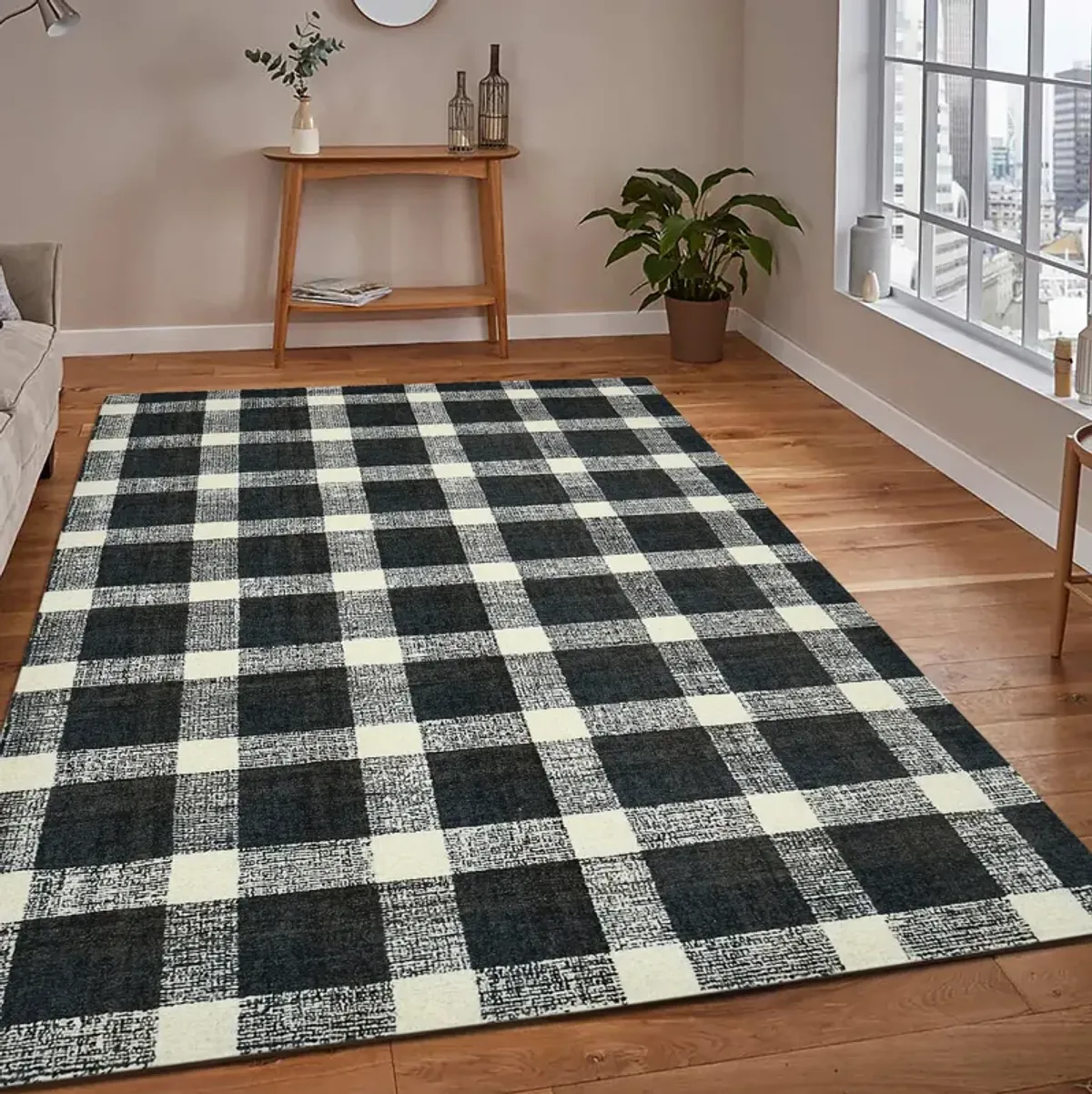 Tartan Charcoal - 2 0  x 3 0  Area Rug