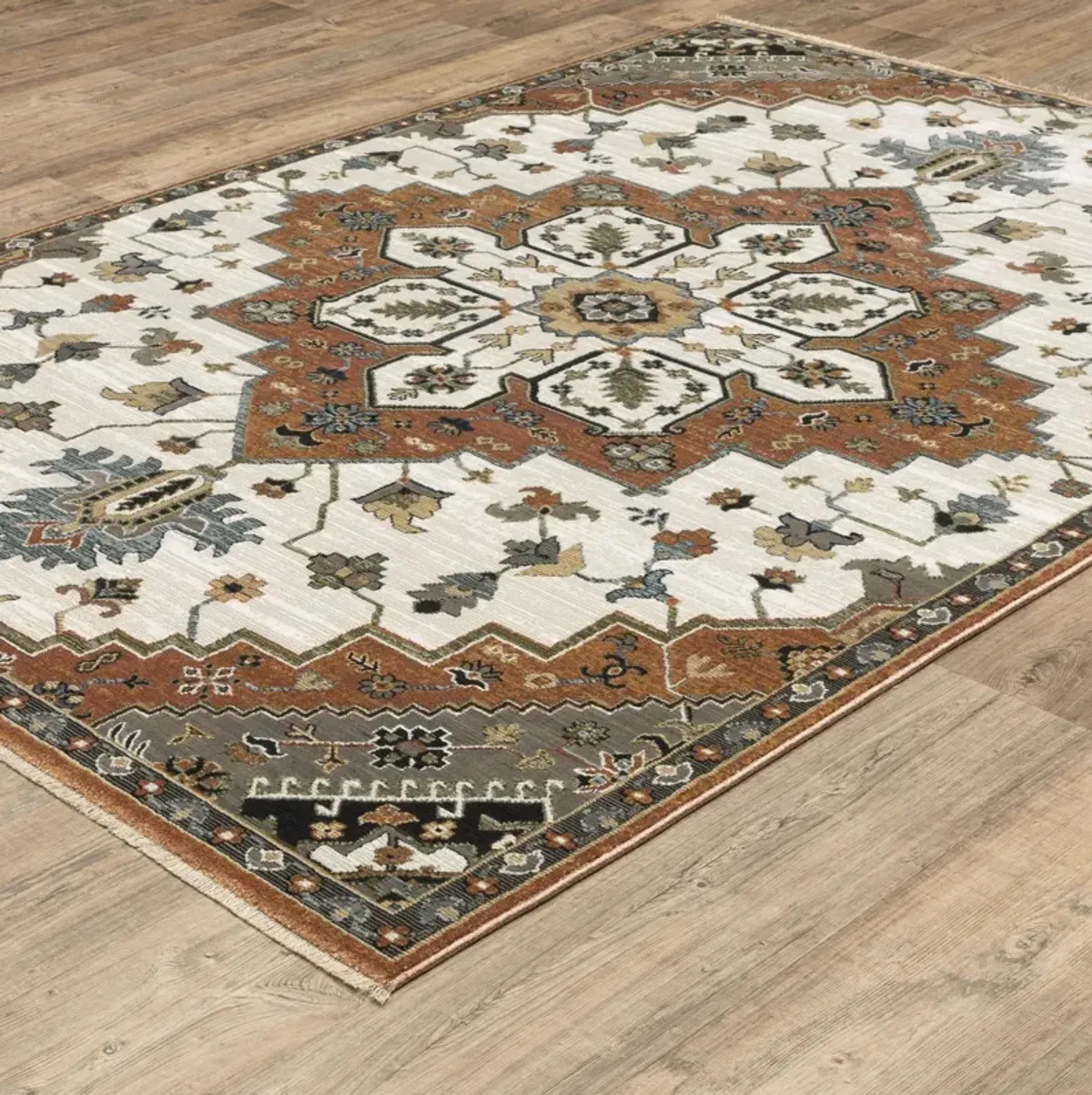 Keira Rust Ivory Area Rug - 3 3  X 5 0 