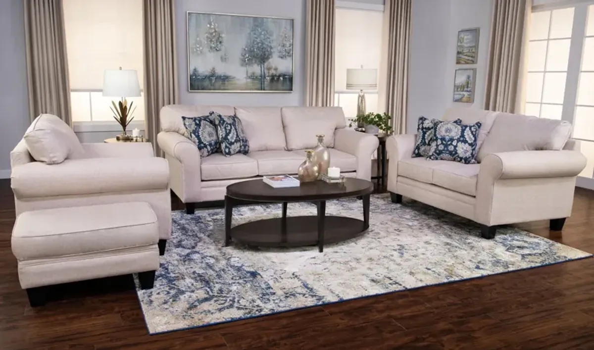 Anastasia Blue Ivory Area Rug - 3 7  X 5 7 