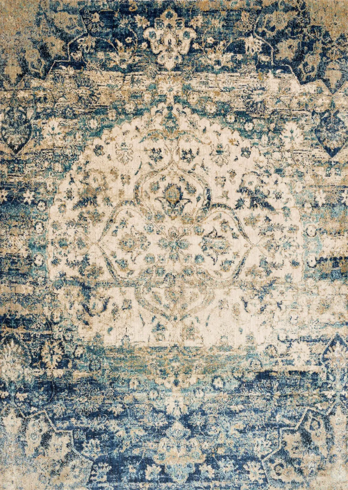 Anastasia Blue Ivory Area Rug - 3 7  X 5 7 