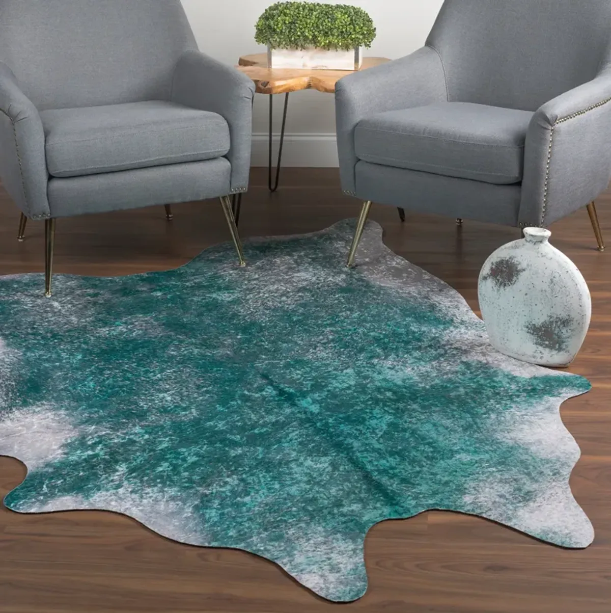 Ranchero Teal Area Rug - 3 5  X 4 4 