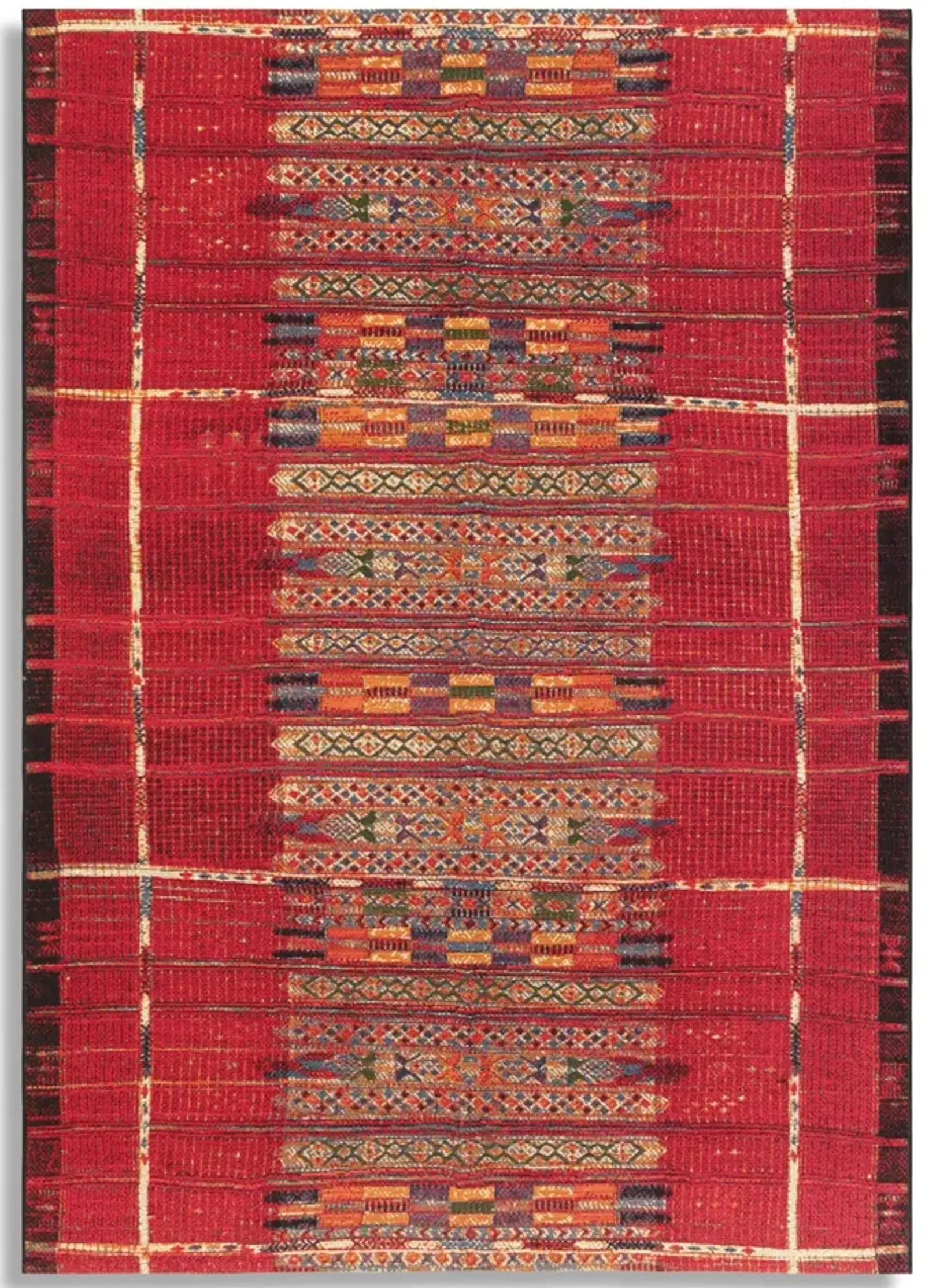 Marina Tribal Stripe Red 2 7  X 4 3  Area Rug 