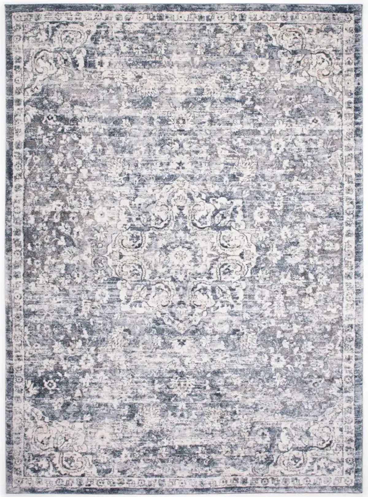 Theory Ivory Blue Area Rug - 3 7  X 5 7  