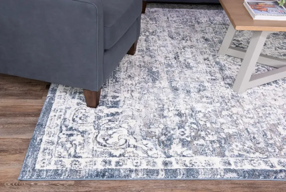 Theory Ivory Blue Area Rug - 3 7  X 5 7  