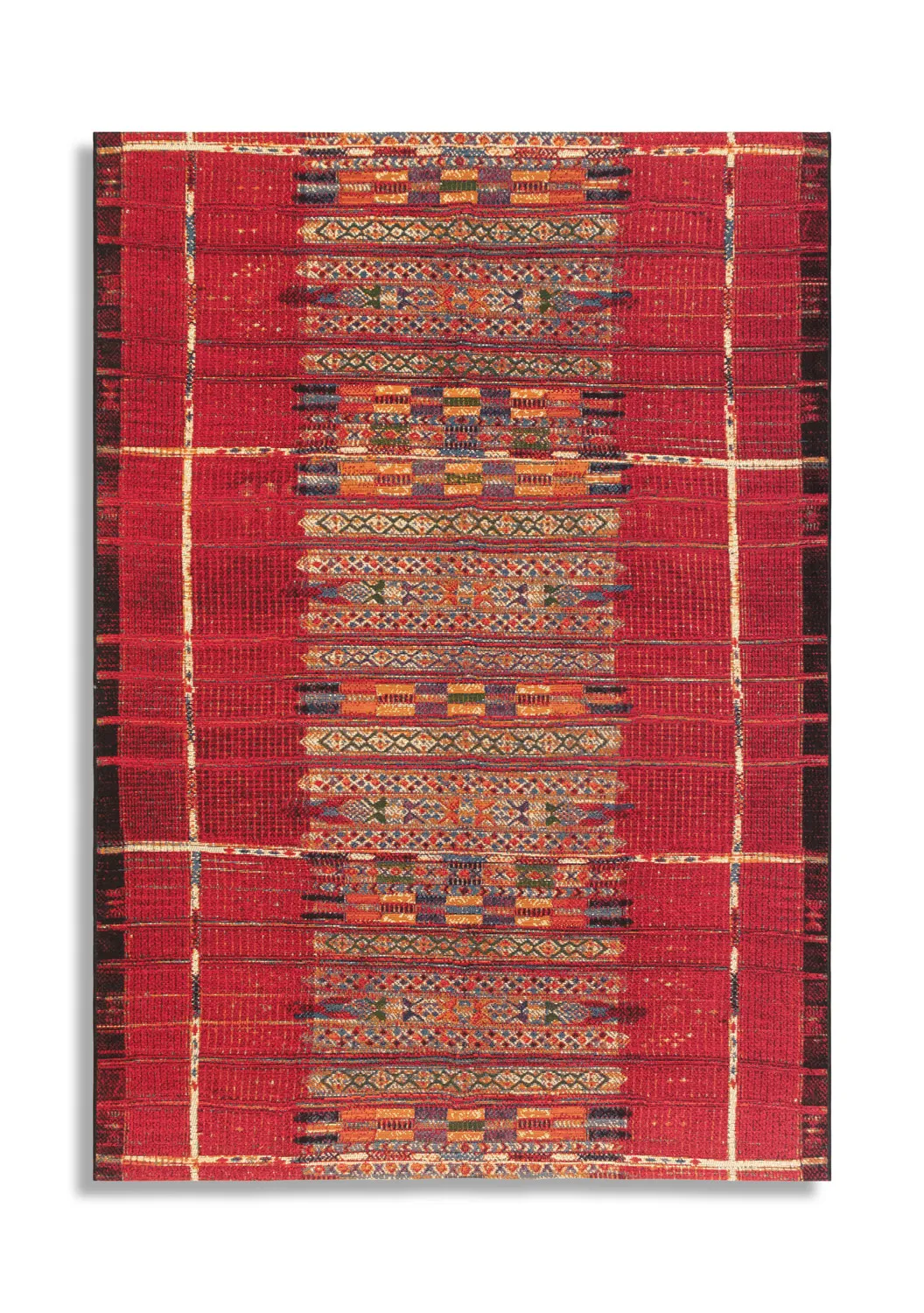 Marina Tribal Stripe Red 3 3  X 4 9  Area Rug