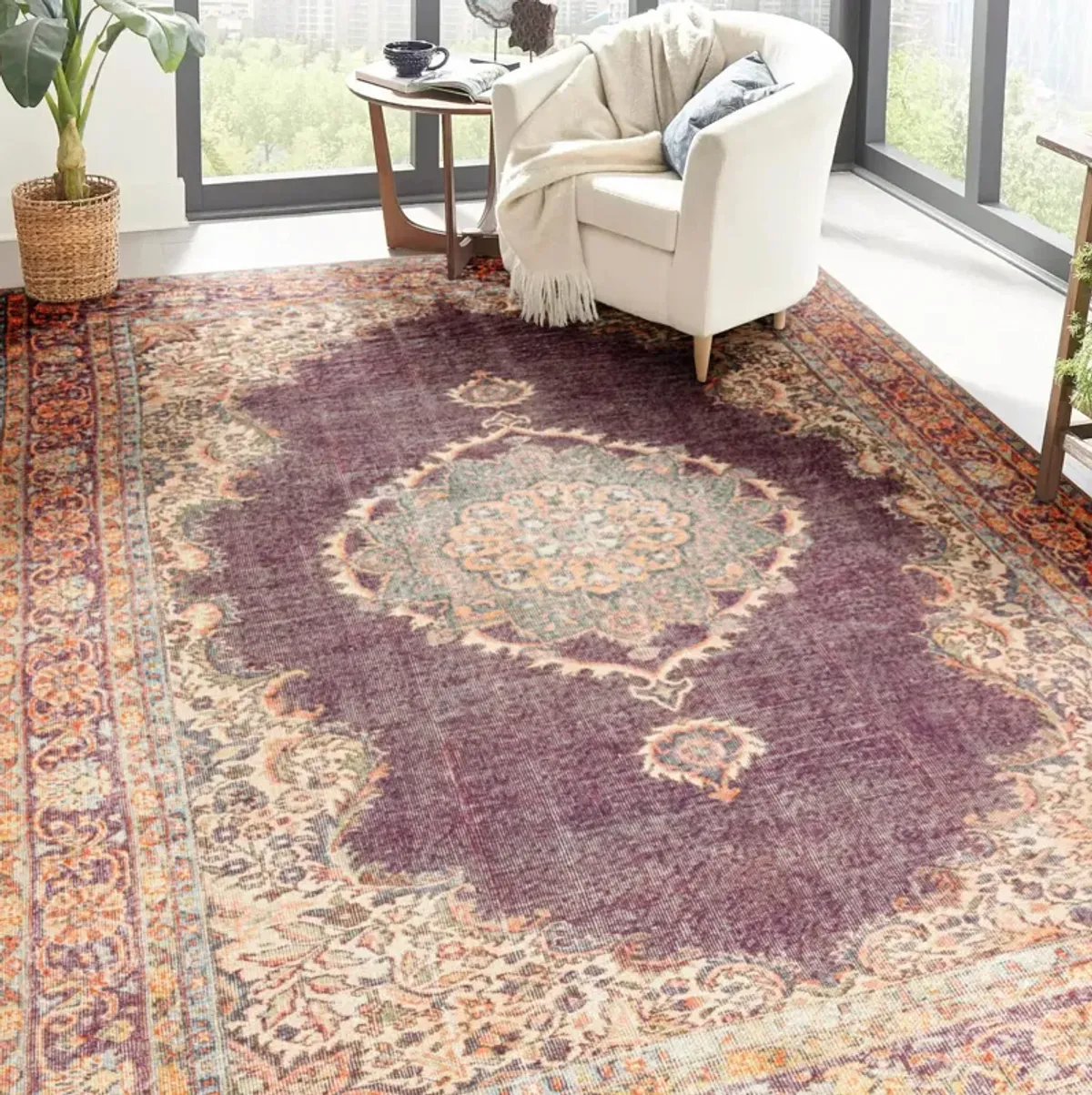 Kars Eggplant 3 0  x 5 0  Area Rug