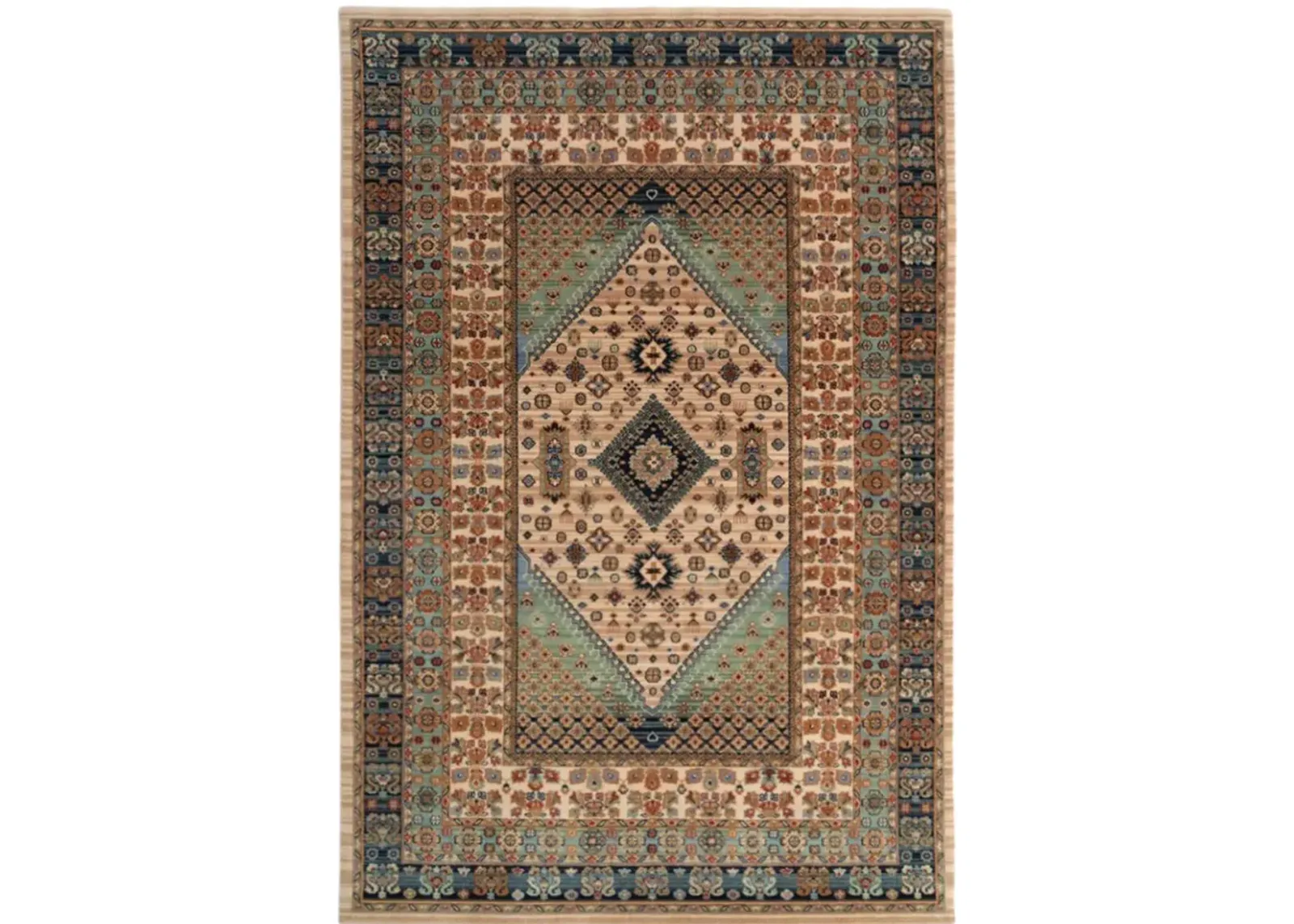 Lineage Heriz Bone Teal 3 11  x 4 11  Area Rug