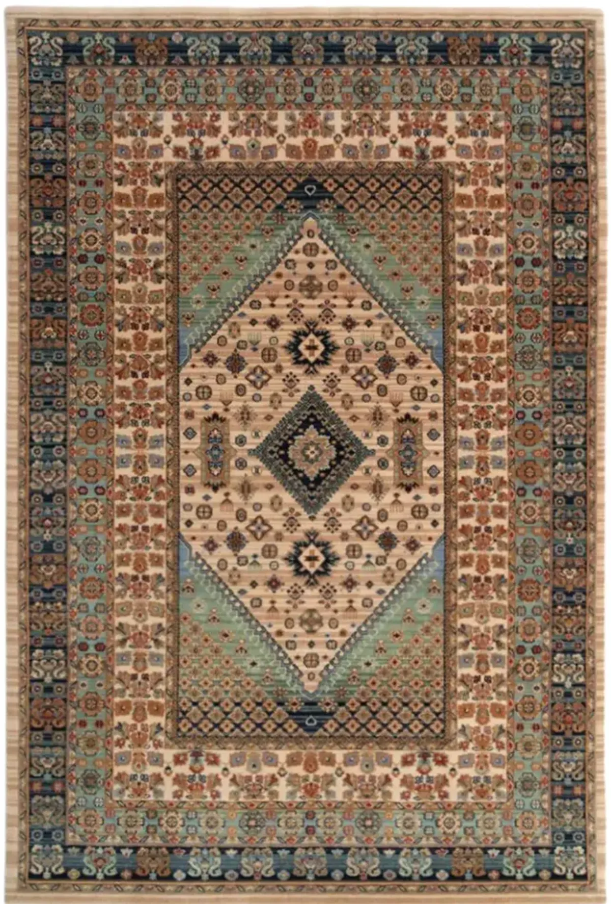 Lineage Heriz Bone Teal 3 11  x 4 11  Area Rug