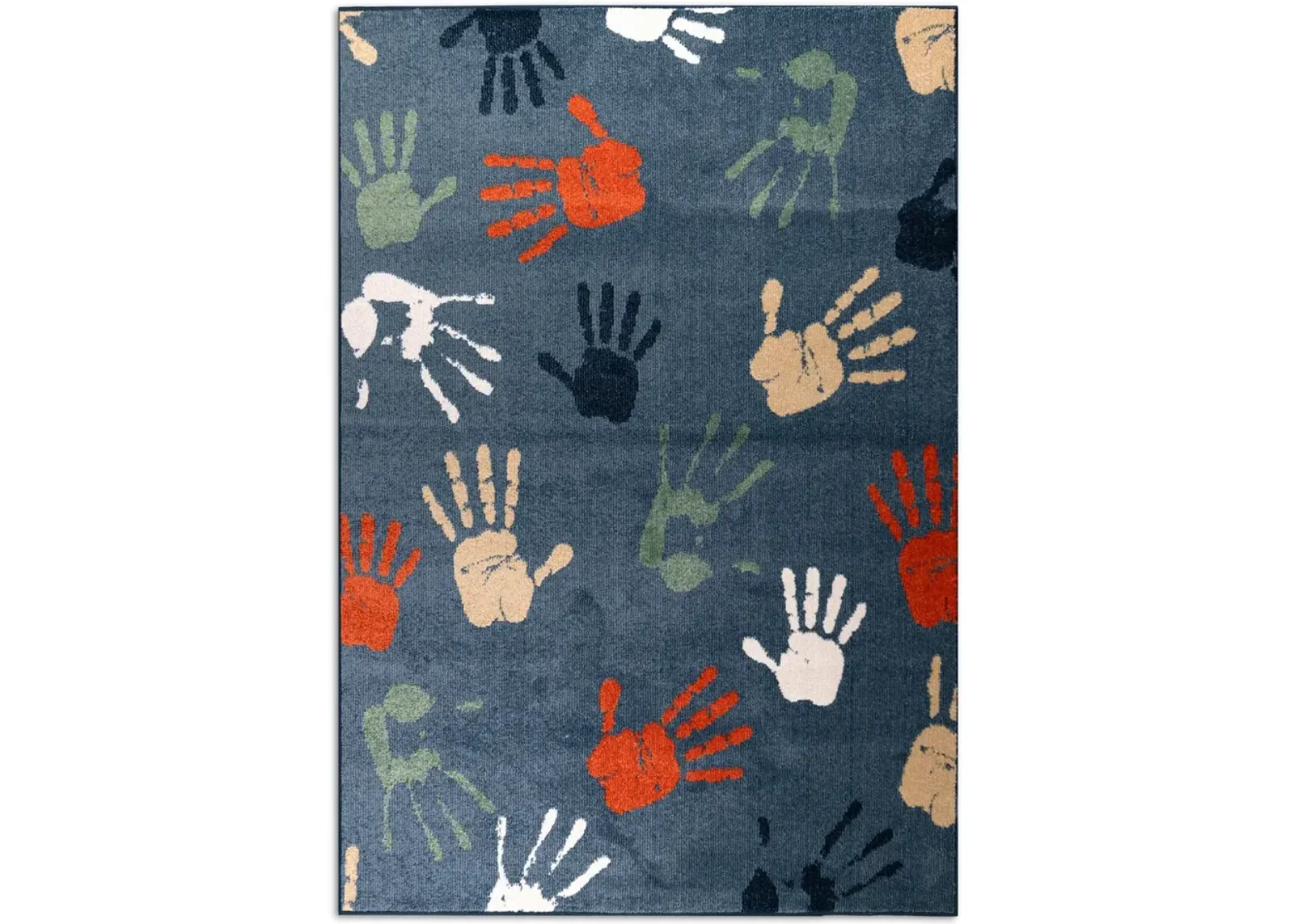 Handprints Blue - 3 11  x 5 7  Area Rug