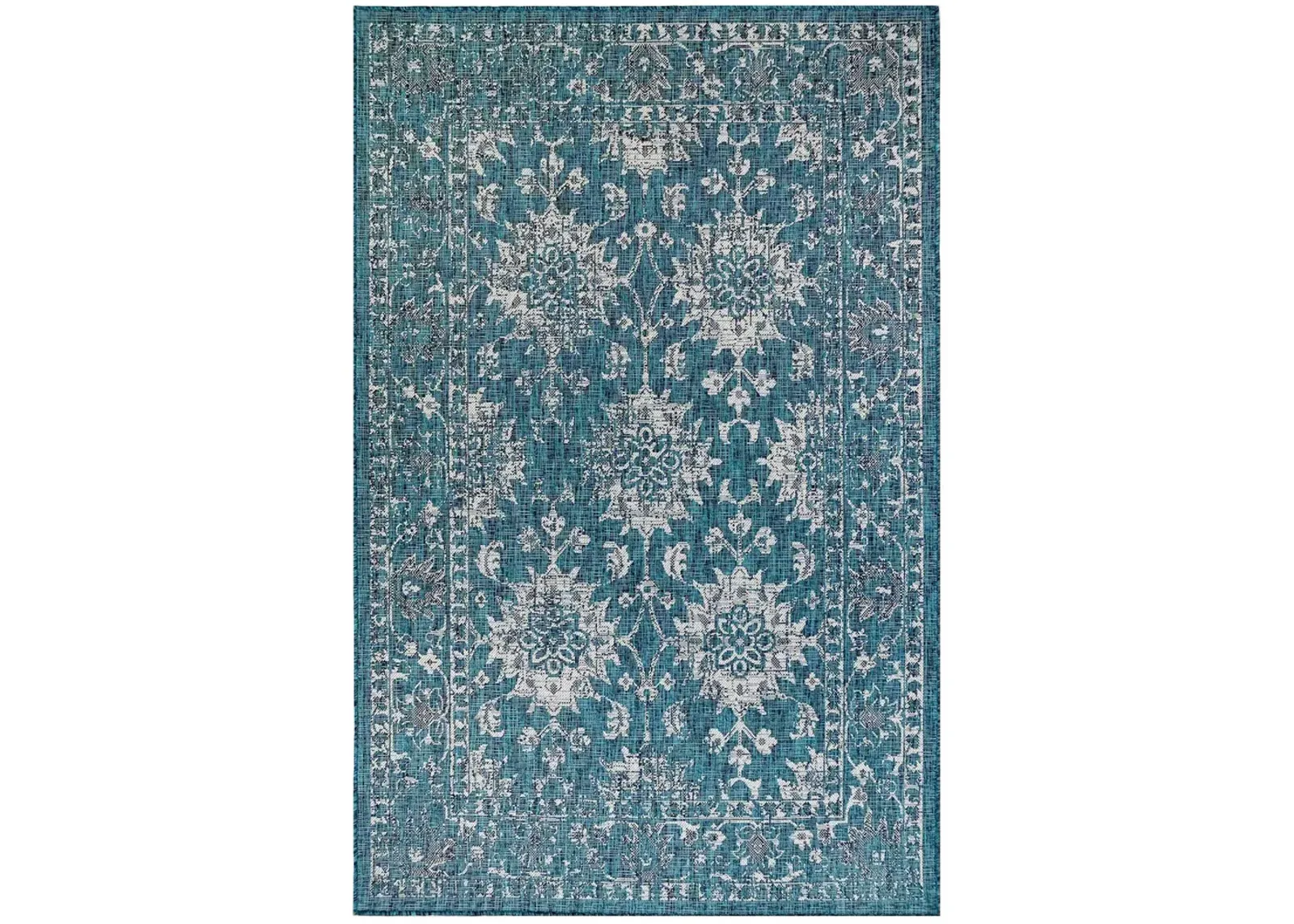 Carmel Vintage Floral Teal Area Rug