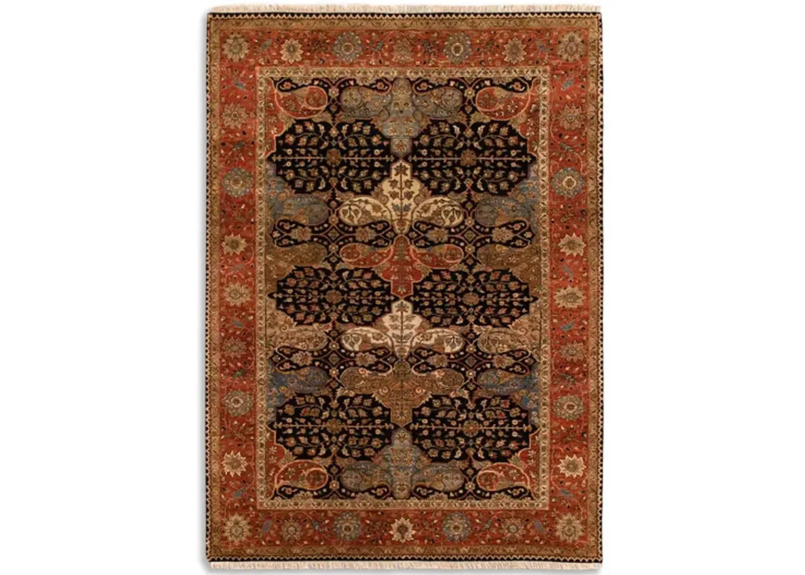 Hand Knotted Area Rug - 5 1  X 7 0 