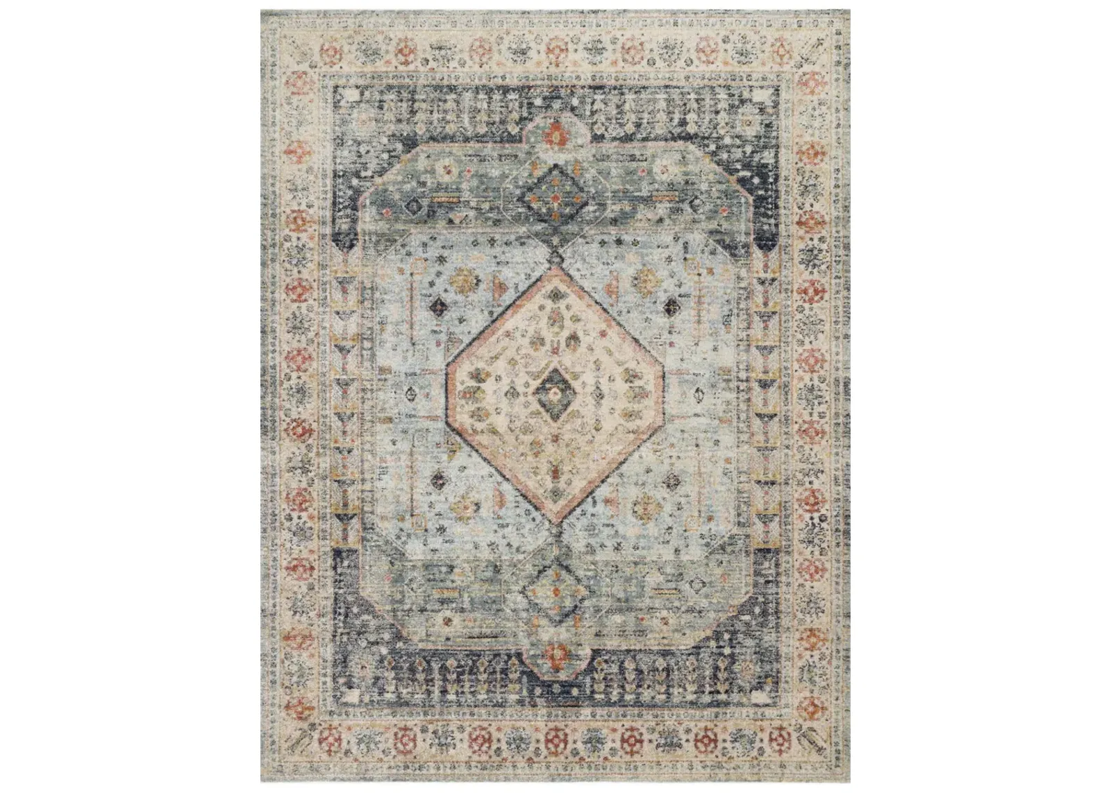 Magnolia Home Graham Blue Antique Ivory Area Rug - 5 5  x 7 6  