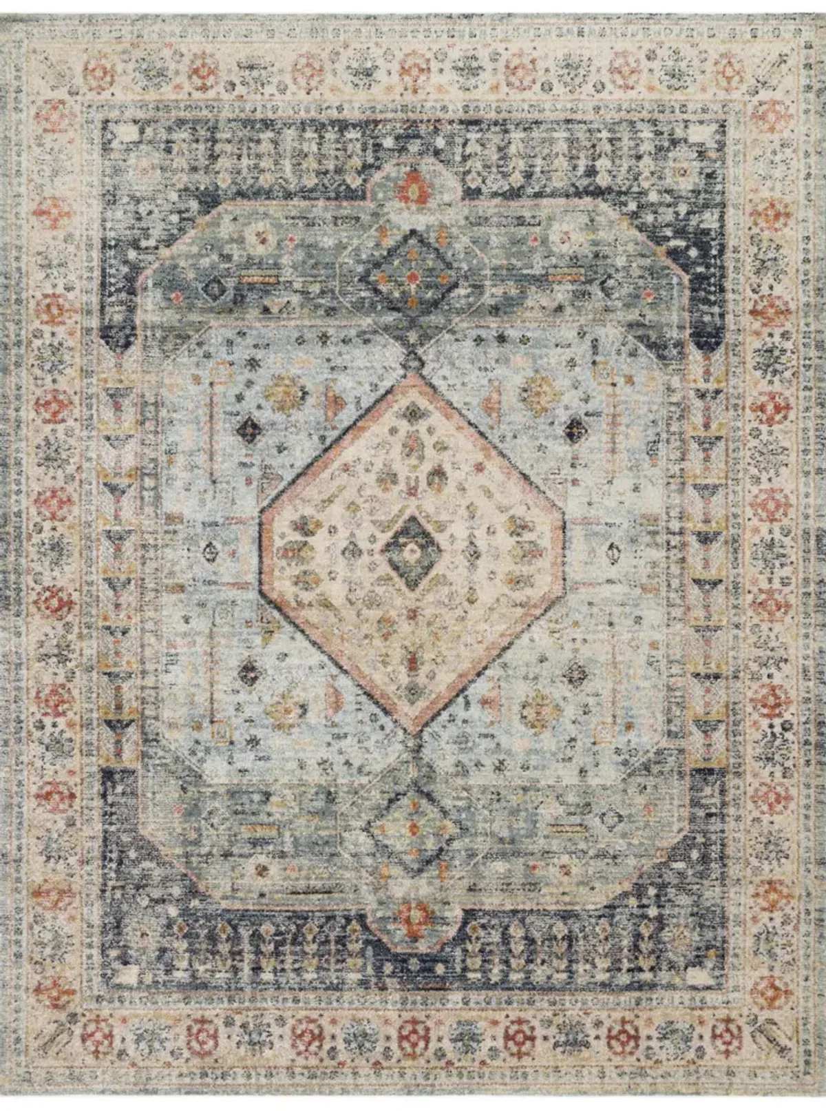 Magnolia Home Graham Blue Antique Ivory Area Rug - 5 5  x 7 6  