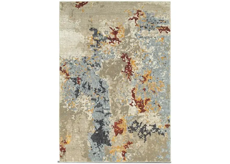 Evolution Beige Navy Area Rug - 5 3  X 7 3 