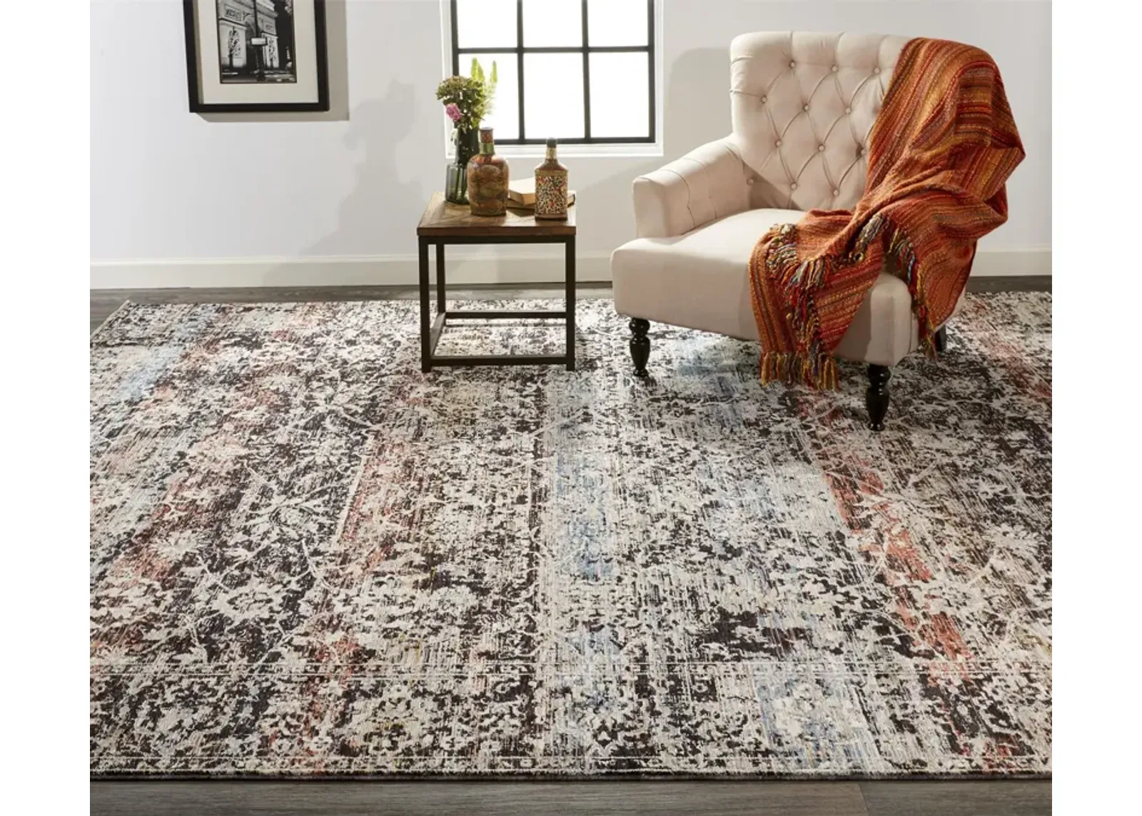 Caprio Blue Rust Area Rug - 5 3  x 7 6   